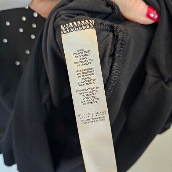 White House Black Market Silver Studded 3/4 Sleeve Dolman Sleeve Black Knit Top - Picture 11 of 11